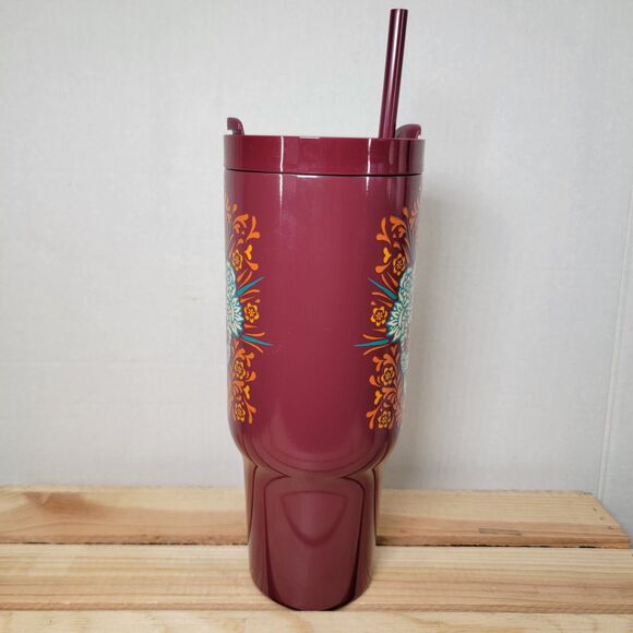 Day of the Dead (Dia De Los Muertos) Sugar Skull Tumbler 40 oz. w/ Lid & Straw - Picture 3 of 9